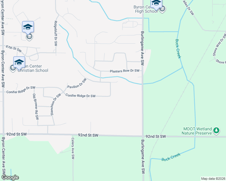 map of restaurants, bars, coffee shops, grocery stores, and more near 8918 Nostalgia Drive Southwest in Byron Center