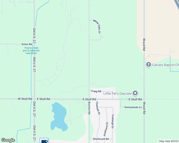 map of restaurants, bars, coffee shops, grocery stores, and more near 14745 Boichot Road in Lansing