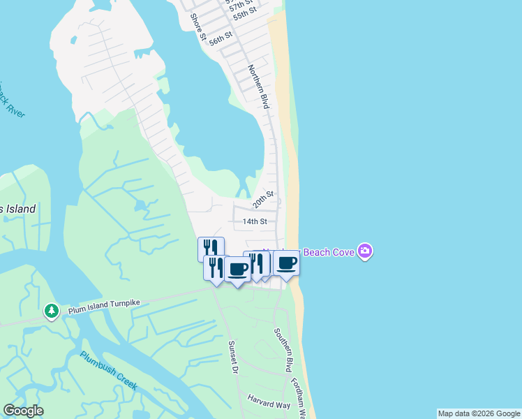 map of restaurants, bars, coffee shops, grocery stores, and more near 15 20th Street in Newbury