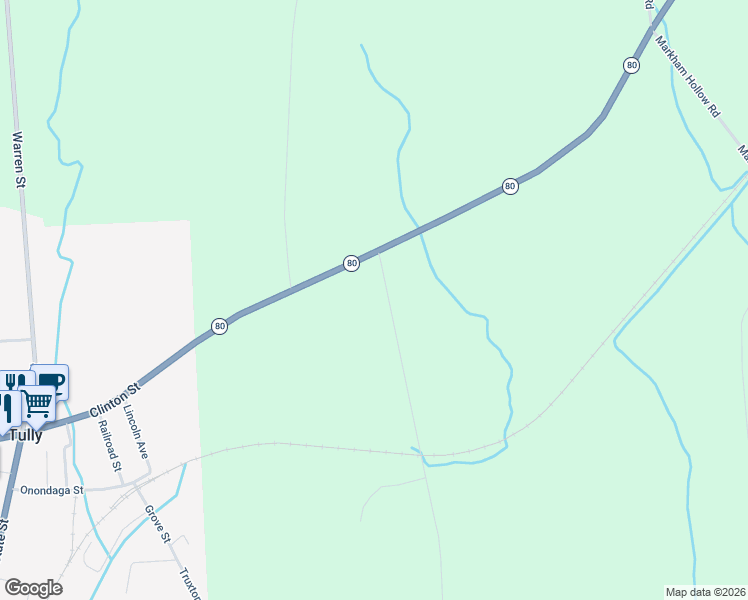 map of restaurants, bars, coffee shops, grocery stores, and more near 647 Babcock Road in Tully