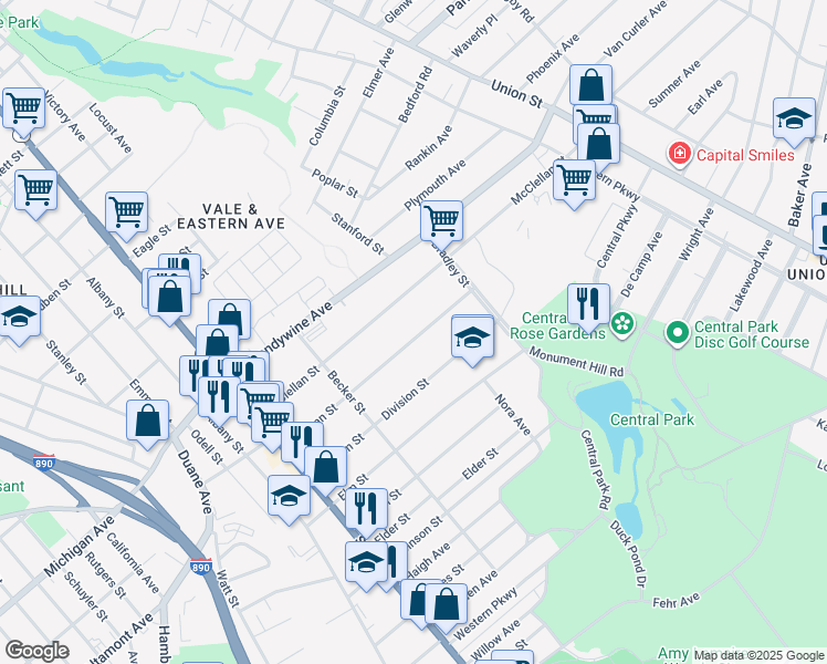 map of restaurants, bars, coffee shops, grocery stores, and more near 309 Furman Street in Schenectady