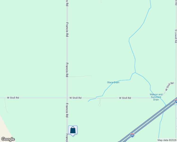 map of restaurants, bars, coffee shops, grocery stores, and more near 14775 Francis Road in Lansing