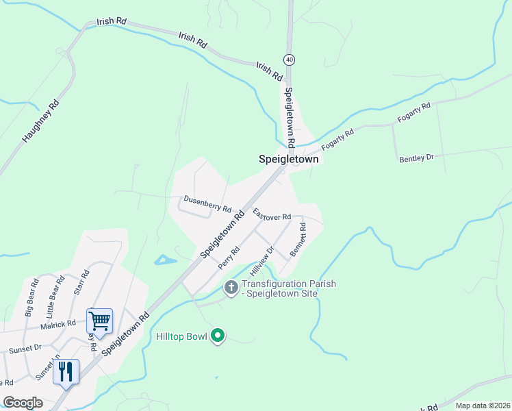 map of restaurants, bars, coffee shops, grocery stores, and more near 100 Eastover Road in Troy