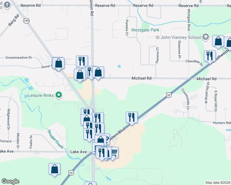 map of restaurants, bars, coffee shops, grocery stores, and more near 3035-3065 Union Road in Orchard Park