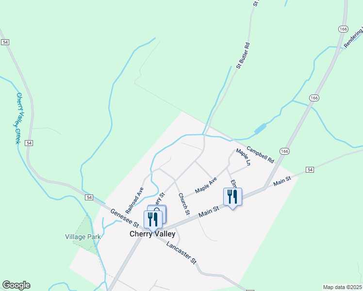 map of restaurants, bars, coffee shops, grocery stores, and more near 22 Quarry Street in Cherry Valley