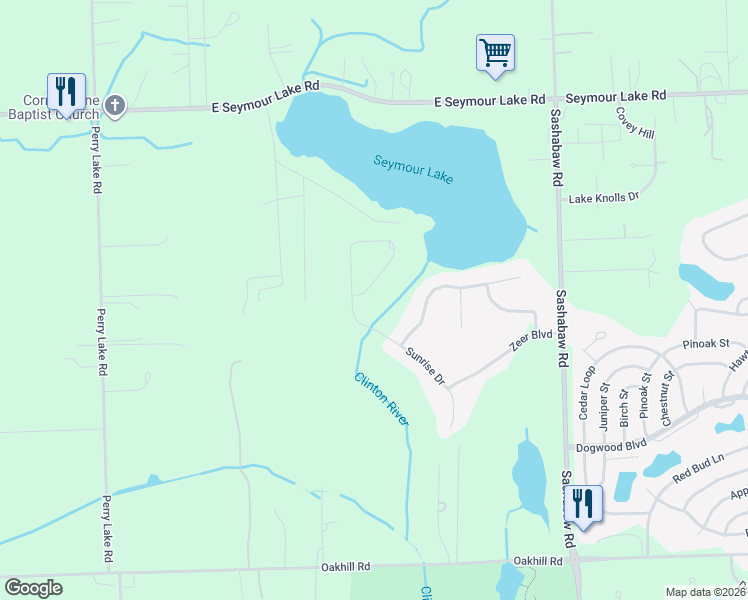 map of restaurants, bars, coffee shops, grocery stores, and more near 412 Circle Point in Clarkston