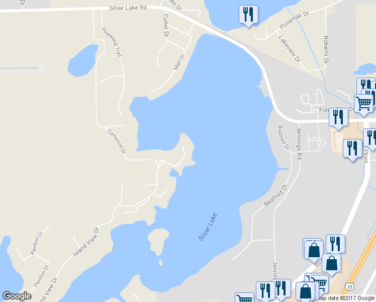 map of restaurants, bars, coffee shops, grocery stores, and more near 81 Chateau Du Lac Drive in Fenton