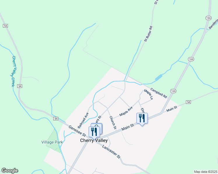 map of restaurants, bars, coffee shops, grocery stores, and more near 22 Quarry Street in Cherry Valley