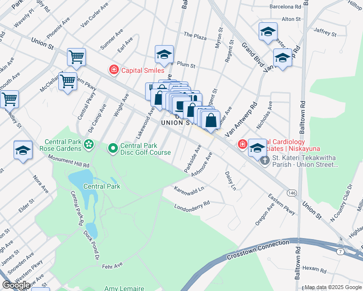 map of restaurants, bars, coffee shops, grocery stores, and more near 872 Dean Street in Schenectady
