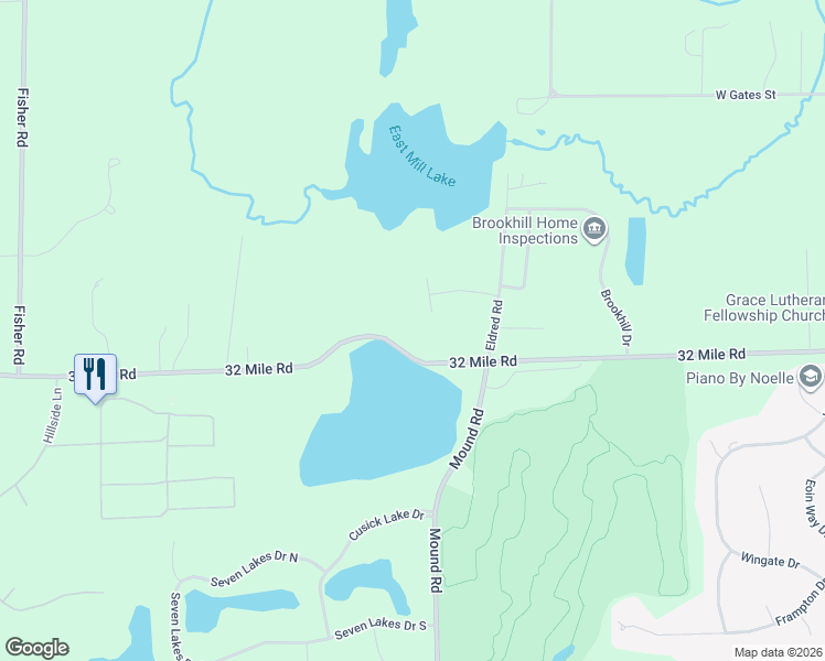 map of restaurants, bars, coffee shops, grocery stores, and more near 5913-6099 32 Mile Road in Romeo