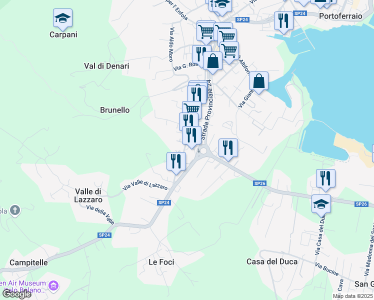 map of restaurants, bars, coffee shops, grocery stores, and more near 12 Via Francesco de Sanctis in Portoferraio