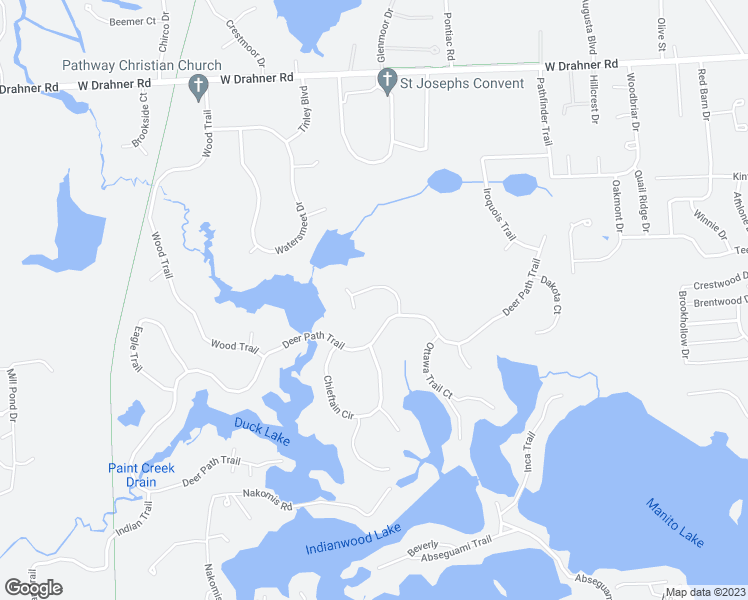 map of restaurants, bars, coffee shops, grocery stores, and more near 1260 Lacrosse Trail in Oakland County