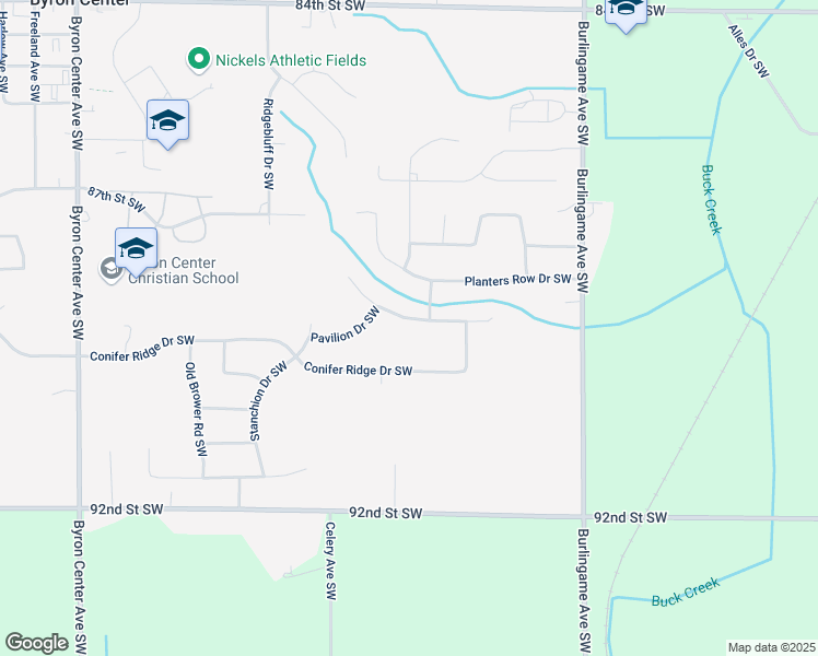 map of restaurants, bars, coffee shops, grocery stores, and more near 1818 Restoration Drive Southwest in Byron Center