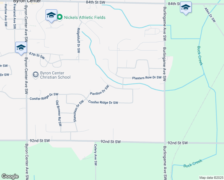 map of restaurants, bars, coffee shops, grocery stores, and more near 1818 Restoration Drive Southwest in Byron Center