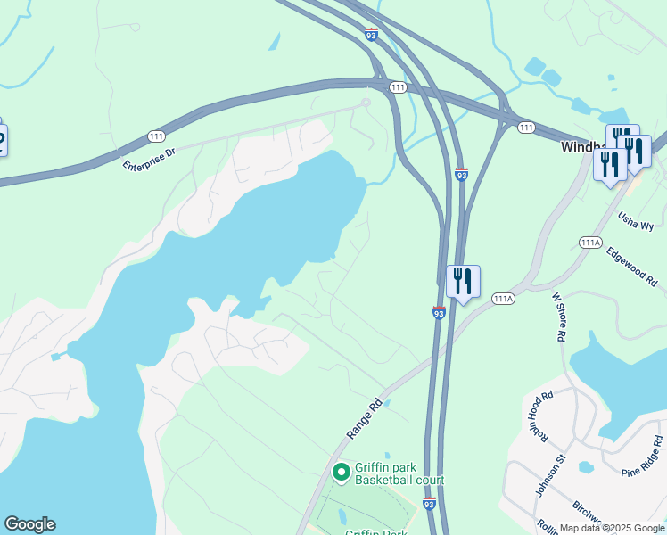 map of restaurants, bars, coffee shops, grocery stores, and more near 8 York Road in Windham