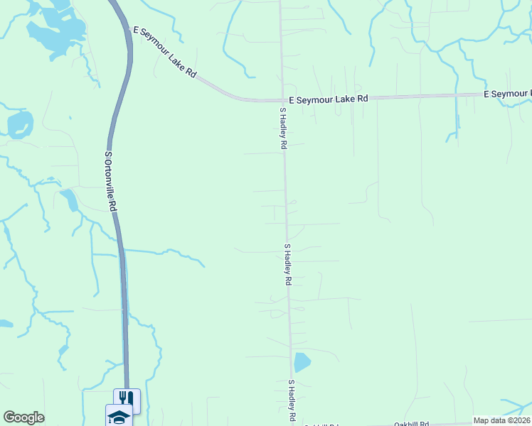 map of restaurants, bars, coffee shops, grocery stores, and more near 3360 South Hadley Road in Brandon Township