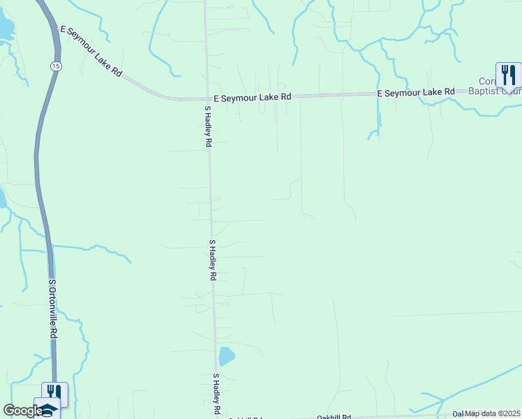 map of restaurants, bars, coffee shops, grocery stores, and more near 3441 South Hadley Road in Brandon Township