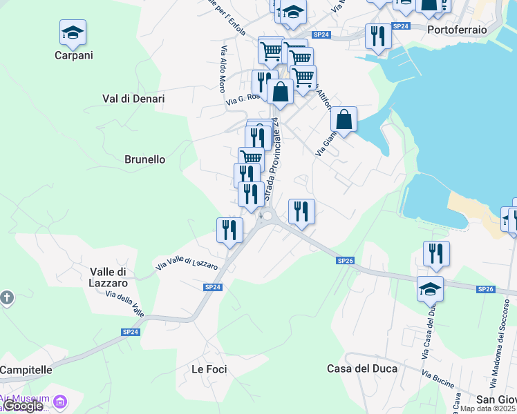 map of restaurants, bars, coffee shops, grocery stores, and more near 12 Via Francesco de Sanctis in Portoferraio