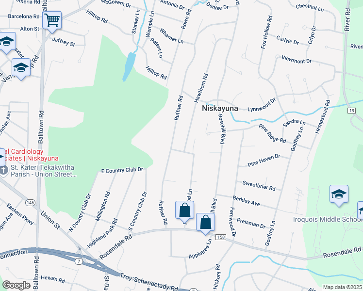 map of restaurants, bars, coffee shops, grocery stores, and more near 2144 Mountainview Avenue in Schenectady County
