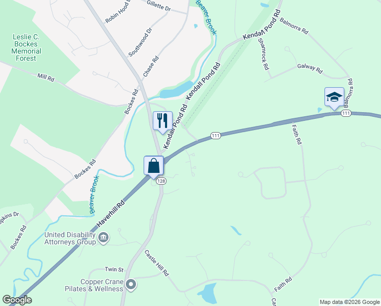 map of restaurants, bars, coffee shops, grocery stores, and more near 3 Braemar Road in Windham