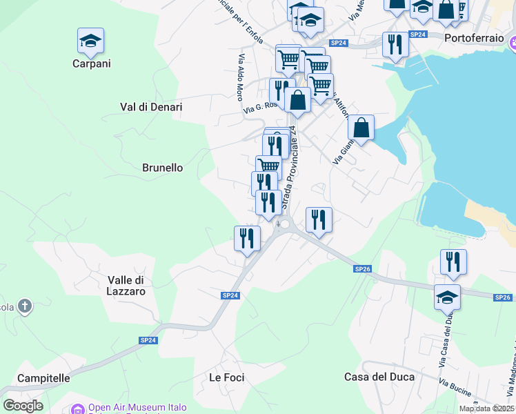map of restaurants, bars, coffee shops, grocery stores, and more near 3 Via Giorgio Varanini in Portoferraio