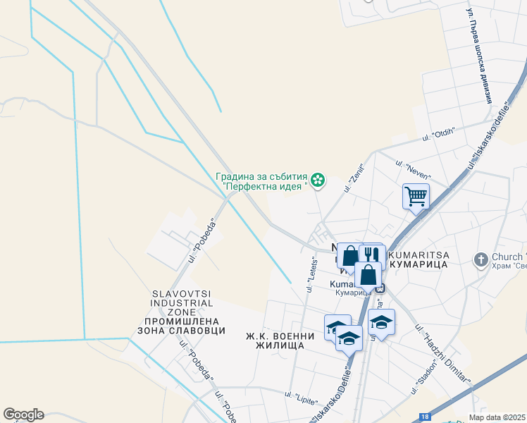 map of restaurants, bars, coffee shops, grocery stores, and more near 1v ulitsa "Hadzhi Dimitar" in grad Novi Iskar