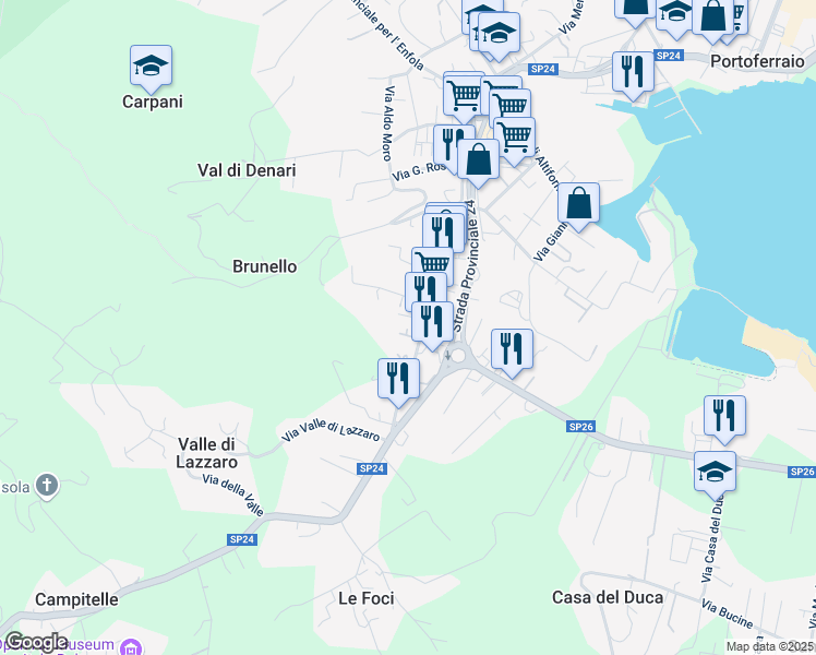 map of restaurants, bars, coffee shops, grocery stores, and more near 3 Via Giorgio Varanini in Portoferraio