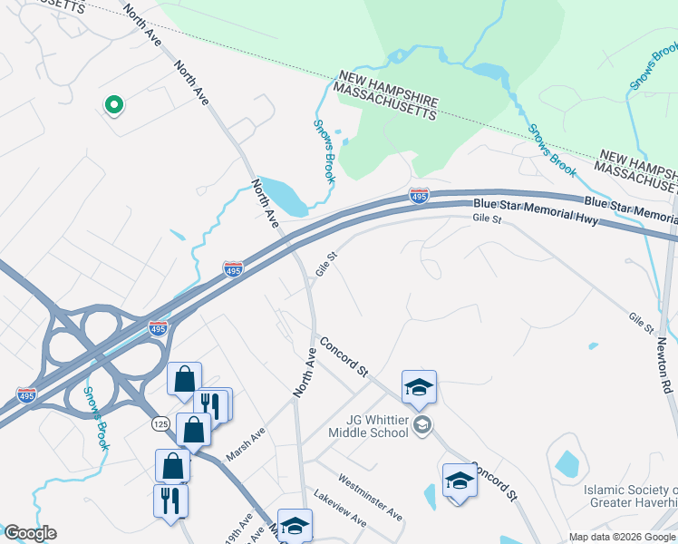 map of restaurants, bars, coffee shops, grocery stores, and more near 25 Lucas Dr in Haverhill