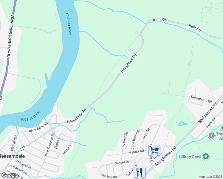 map of restaurants, bars, coffee shops, grocery stores, and more near 101 Haughney Road in Troy