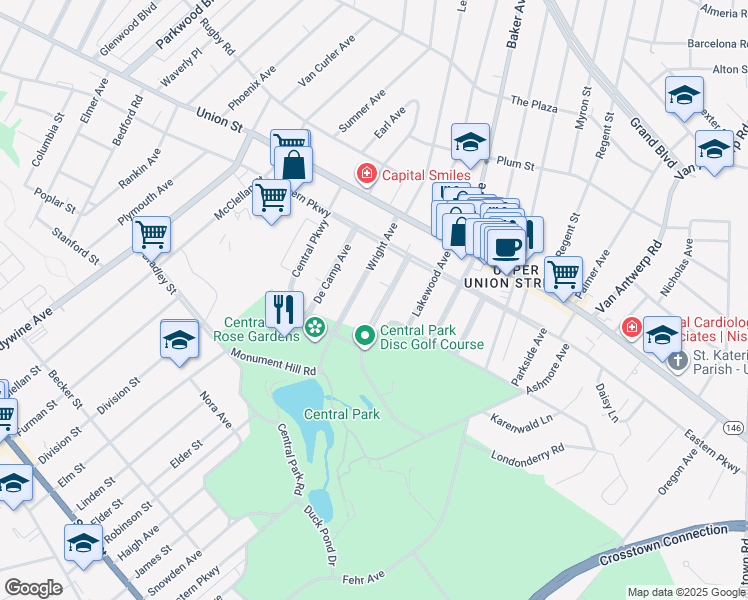 map of restaurants, bars, coffee shops, grocery stores, and more near 820 Wright Avenue in Schenectady