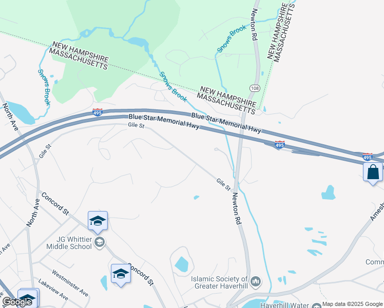 map of restaurants, bars, coffee shops, grocery stores, and more near 85 Gile Street in Haverhill