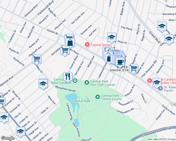 map of restaurants, bars, coffee shops, grocery stores, and more near 820 Wright Avenue in Schenectady
