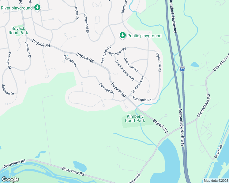 map of restaurants, bars, coffee shops, grocery stores, and more near 12 Carriage Road in Saratoga County