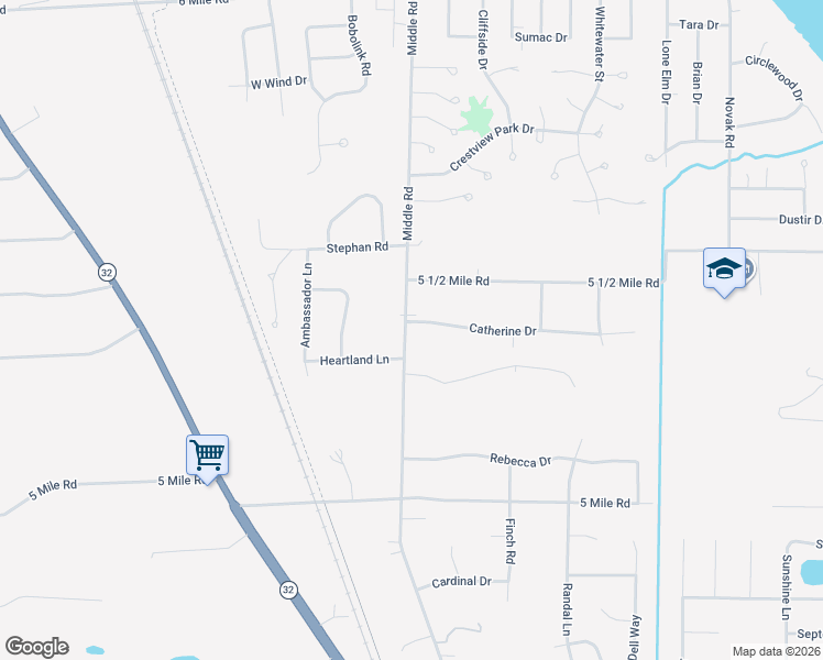 map of restaurants, bars, coffee shops, grocery stores, and more near 6321 Middle Road in Racine