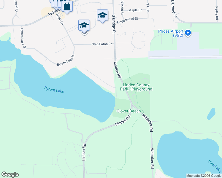 map of restaurants, bars, coffee shops, grocery stores, and more near 15262 Linden Road in Linden