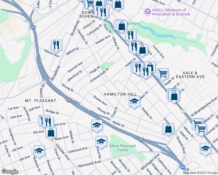 map of restaurants, bars, coffee shops, grocery stores, and more near 810 Lincoln Avenue in Schenectady