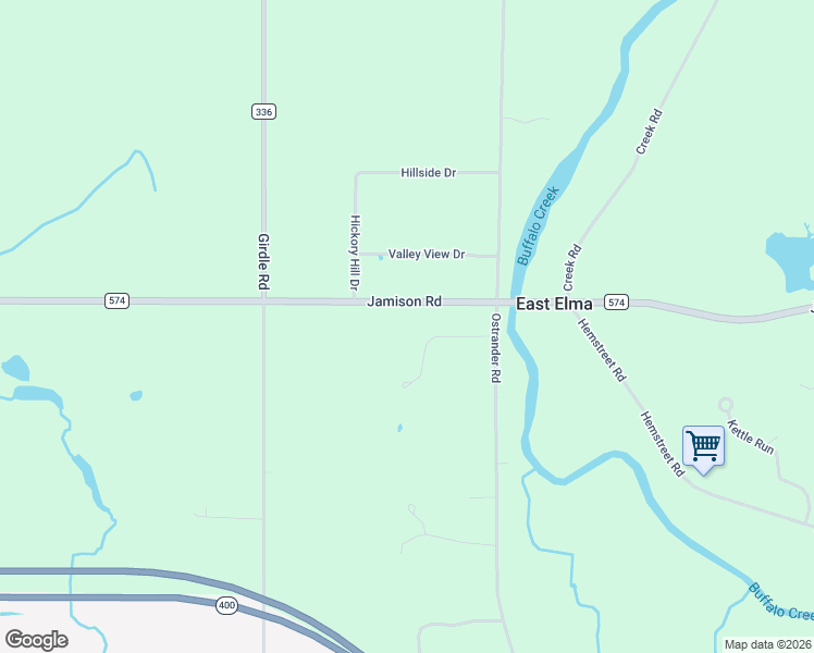 map of restaurants, bars, coffee shops, grocery stores, and more near 1642 Jamison Road in Erie County