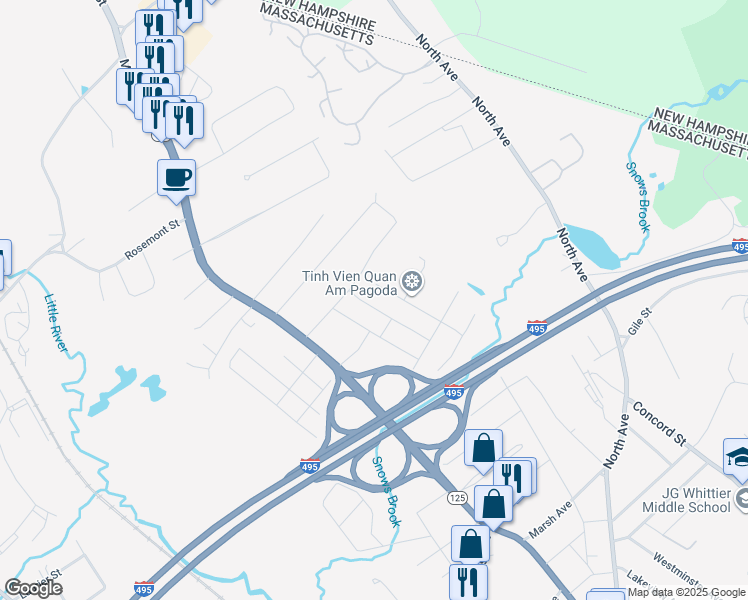 map of restaurants, bars, coffee shops, grocery stores, and more near 46 Pinedale Avenue in Haverhill