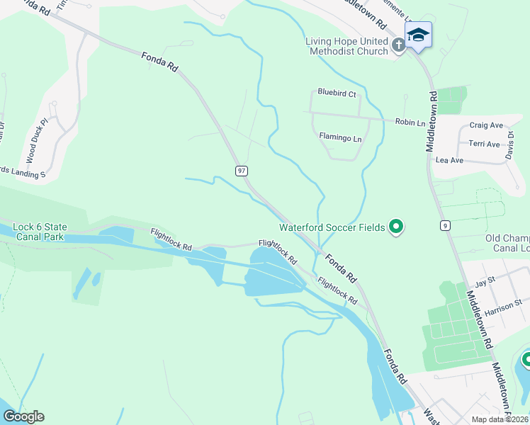 map of restaurants, bars, coffee shops, grocery stores, and more near 72 Fonda Road in Waterford