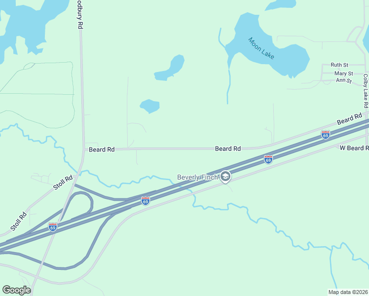 map of restaurants, bars, coffee shops, grocery stores, and more near 9400 Beard Road in Laingsburg
