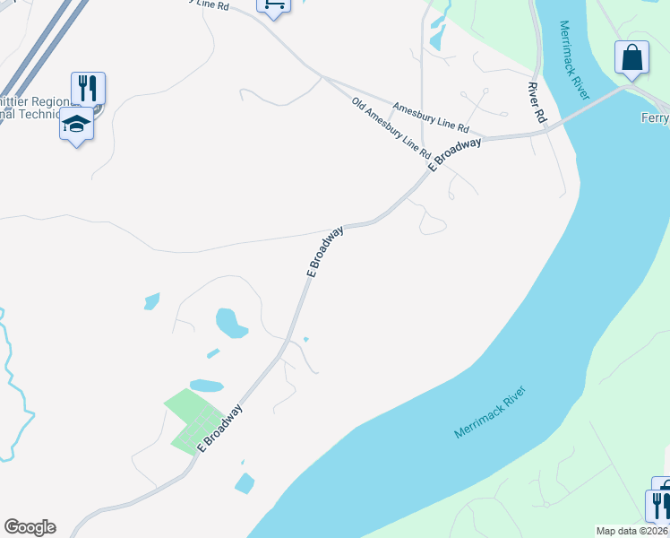 map of restaurants, bars, coffee shops, grocery stores, and more near 749 East Broadway in Haverhill