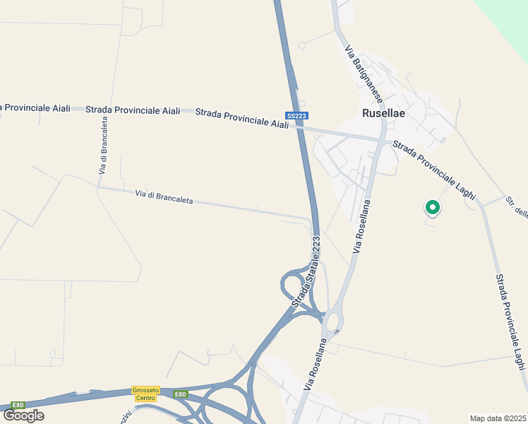 map of restaurants, bars, coffee shops, grocery stores, and more near 77 Via di Brancaleta in Provincia di Grosseto