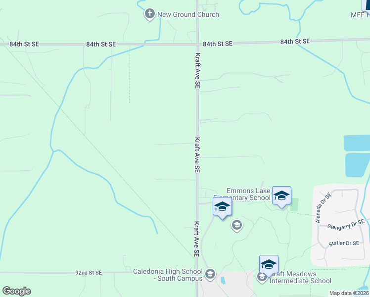 map of restaurants, bars, coffee shops, grocery stores, and more near 8609 Kraft Avenue Southeast in Caledonia