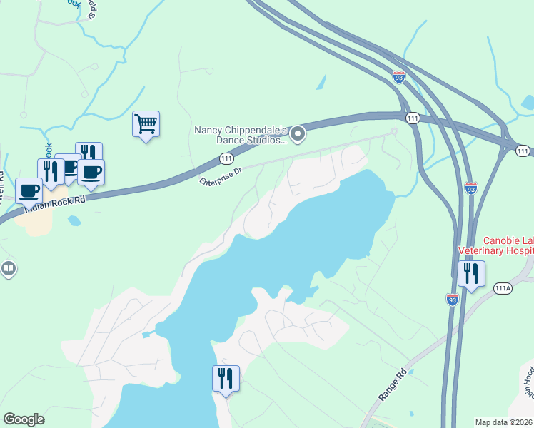 map of restaurants, bars, coffee shops, grocery stores, and more near 10 Gardner Road in Windham