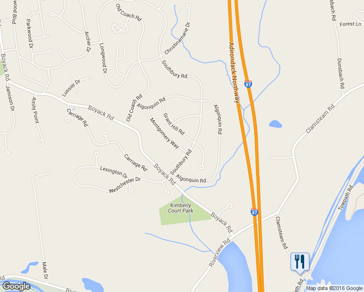 map of restaurants, bars, coffee shops, grocery stores, and more near 23 Montgomery Way in Saratoga County
