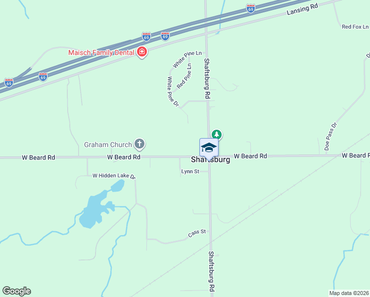 map of restaurants, bars, coffee shops, grocery stores, and more near 7181 Lynn Street in Shaftsburg
