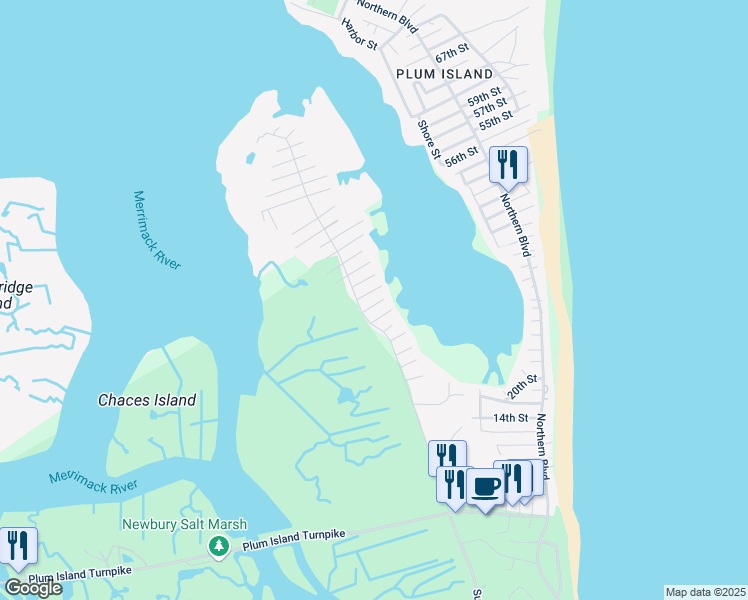 map of restaurants, bars, coffee shops, grocery stores, and more near 5 Finnegan Way in Newbury