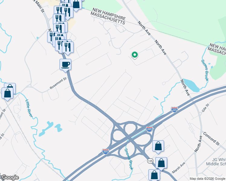 map of restaurants, bars, coffee shops, grocery stores, and more near 55 Talmuth Avenue in Haverhill