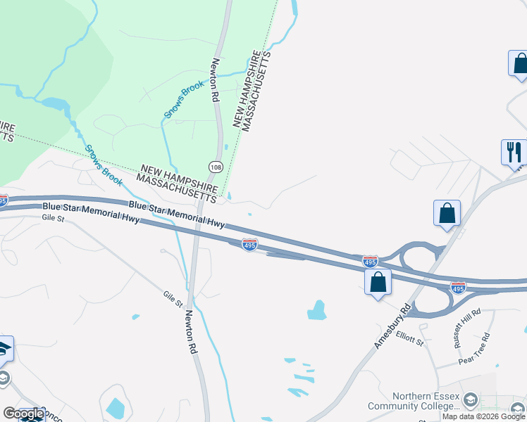 map of restaurants, bars, coffee shops, grocery stores, and more near 233 Lovers Lane in Haverhill