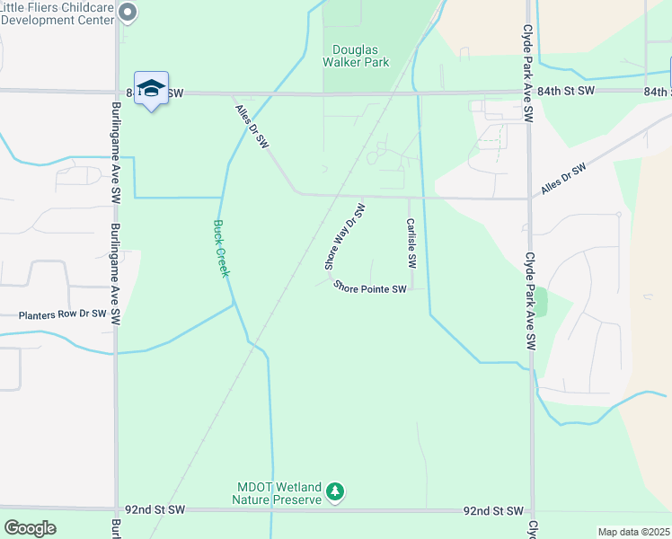 map of restaurants, bars, coffee shops, grocery stores, and more near 1131 Shore Pointe Southwest in Byron Center